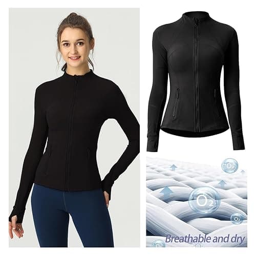 Aceyurre Women's Running Athletic Sports Workout Jacket with Pockets Slim Fit Full Zip thumbnail 4