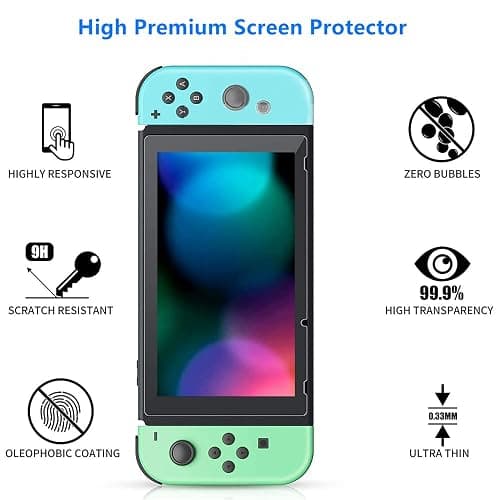 ELIATER Switch Accessories Bundle for Animal Leaf Crossing, Switch Carrying Case with Playstand & Screen Protector & 4 Thumb Grip Caps & Protective Cover & Charging Cable & Pendant thumbnail 4
