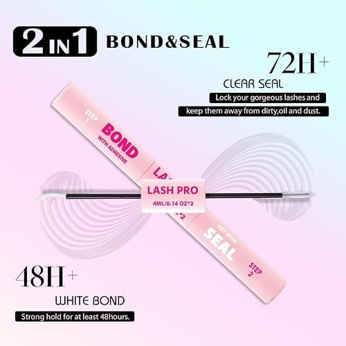 SY-SHUYING White Lash Bond and Seal for Eye lash Cluster, Long Lasting, Waterproof, 72H Super Hold Glue, 2-in-1 for Sensitive Eyes, Non Irritating, DIY Lash Cluster Kit 4ML+4ML thumbnail 3