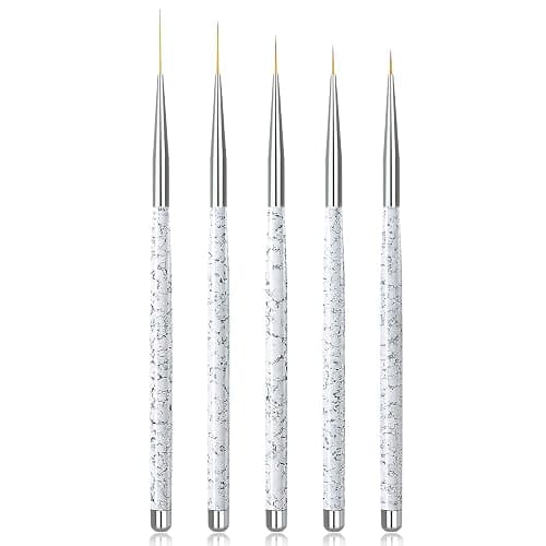 Sularpek Nagel Pinsel Dünn, 5 Stück Nagel Art Liner Pinsel, Professional Nailart Pinsel Fineliner, Nageldesign Pinsel, Extrem Feine Borsten für DIY Nail Art Salon und Heimgebrauch (Weiß) - Image 1