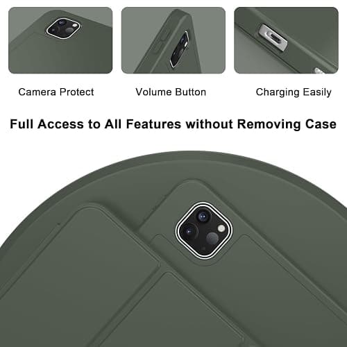 ZryXal iPad Pro 11 Inch Case (M5) 2025/ (M4) 2024 (Model: A2836/A2837/A3006), Trifold Stand Smart Cover with Pencil Holder and Soft TPU Back, Auto Wake/Sleep (Dark Green) thumbnail 3