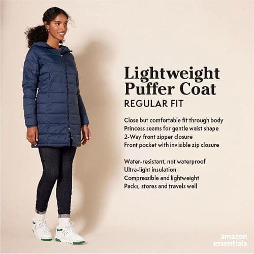 Amazon Essentials womens Lightweight Water-Resistant Packable Hooded Puffer Coat (Available in Plus Size) thumbnail 2