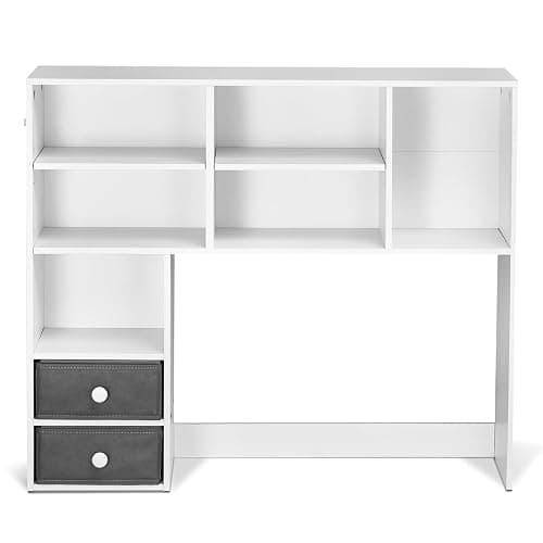 VEVOR 3-Tier Desktop Bookshelf, 37" x 10" x 31.1" Office Storage Rack, Modern Style, Melamine Finish, Heavy Duty, 3 Shelves, Large Capacity, Easy Assembly, Wall Mountable, White thumbnail 9