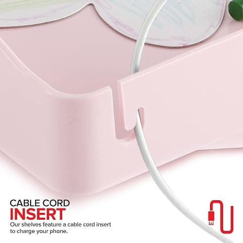 Modern Innovations Bedside Shelf for Bed, College Dorm Room, Bunk Bed Shelf for Top Bunk, Clip On Nightstand, Baby Changing Table Tray, Cup Holder for Kids, Bunkbed Caddy for Table Storage (Pink) thumbnail 4