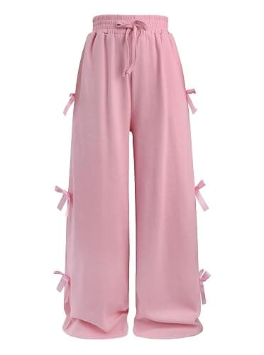 Ecolala Girls Wide Straight Leg Loose Sweatpants Elastic Waist Drawstring Jogger Pants - Image 1