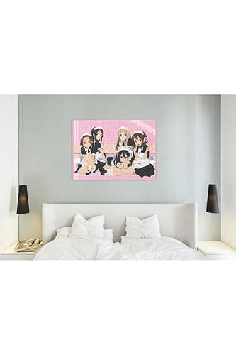 Anime K-On Characters Pattern Design Wall Tapestry 70x100cm Cotton Fabric Multicolor Rectangular Hanging Art for Living Room Decor - Multicolor, 28x39 inch - Image 1