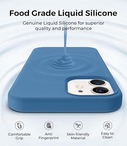 AOTESIER Shockproof Designed for iPhone 12 Mini Case, Food Grade Liquid Silicone Phone Case with [Soft Anti-Scratch Microfiber Lining] Drop Protection 5.4 inch Slim Thin Cover, Azure Blue thumbnail 4