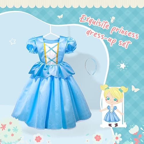 Meland Princess Dress Up - Dress Up Clothes for Girls with Toys,Christmas Birthday Gift for Toddler Girls 3,4,5,6,7,8 Years - Pink thumbnail 6