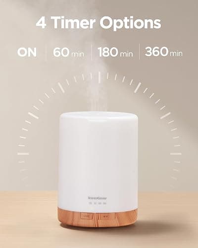 InnoGear Aromatherapy Diffuser & 8 Essential Oils Set, 300ml Premium 5-in-1 Ultrasonic Essential Oil Diffusers Scent Humidifier Aroma Diffuser Vaporizer Auto-Off Timer for Room Office Home, Yellow thumbnail 3