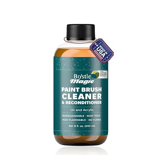 Bristle Magic Oil Paint Brush Cleaner and Restorer - Paintbrush Cleaner for Acrylic, Oil, and Glass Paints-Biodegradable, Non-Toxic, Odorless, Eco-Friendly, Quick-Clean Formula Paint Remover (8 Fl Oz) - Image 1
