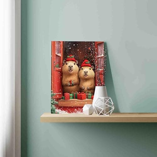 Aihonmin Capybara Christmas Paint by Number for Adults Beginner Christmas Animals Paint by Number Kit on Canvas Snowy Pictures DIY Paintwork Home Wall Decoration 16x20 Inch (Frameless) thumbnail 3