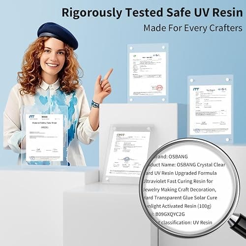 OSBANG UV Resin Kit with Light-250g, Clear Hard Type for Beginners and Professionals, UV Resin Kit for Jewelry Making, DIY Craft, Decor thumbnail 3