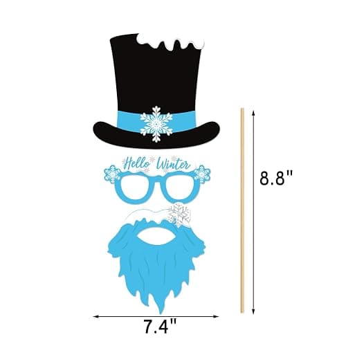 Snowflake Photo Booth Props 38 Pcs Frozen Party Decorations Winter Wonderland Party Favor for Holiday Party Christmas Party Supplies thumbnail 3