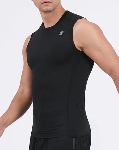 TELALEO 5 Pack Men's Athletic Compression Shirts Sleeveless Workout Tank Top Sports Base Layer Running Basketball thumbnail 2