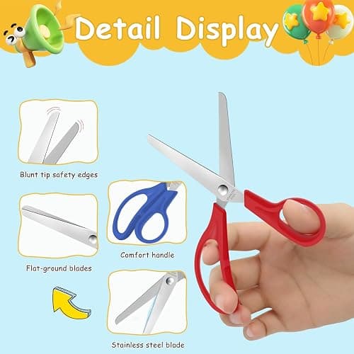 16 Packs Kids Blunt Tip Safety Scissors Bulk,5" Stainless Steel Craft Scissors for Preschool kindergarten, Xnluothsk thumbnail 5