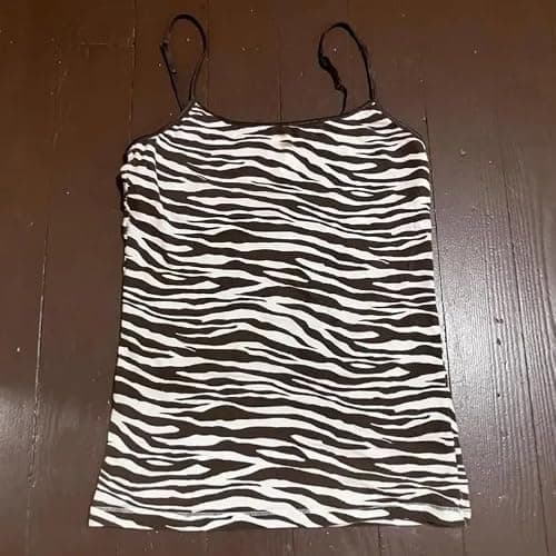 Striped Tank Top Y2k 2000s Leopard Emo Grunge Mcbling Spaghetti Strap Tops Teen Girls Women Cheetah Cami thumbnail 3