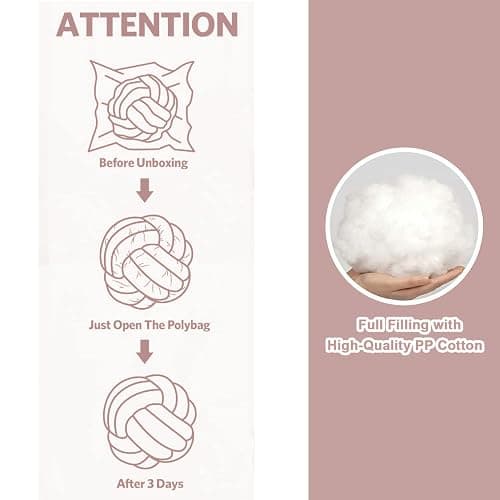 Petrella Knot Pillows Ball Round Throw Pillows Home Decor Cushion Decorative Aesthetic Throw Pillows，Pink 8inch thumbnail 4