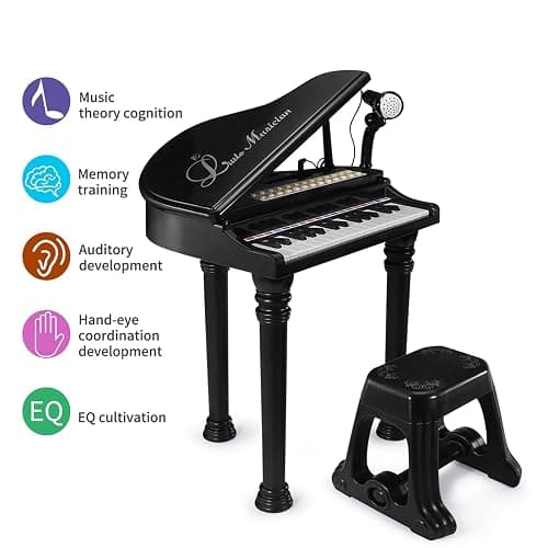 Losbenco Kids Piano Keyboard Toy, Toddler Electronic Musical Instrument Educational Toy with Microphone, Multiple Sounds, Record Playback, Lights & Stool, Birthday Gift for 3 4 5 6 7 Years Old Girls thumbnail 4