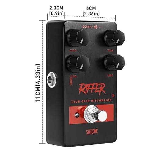 Satone S811 Riffer High Gain Distortion Electric Guitar Effect Pedal - High Gain Distortion Effect Preset Acoustic Metal Pedal with True Bypass thumbnail 4