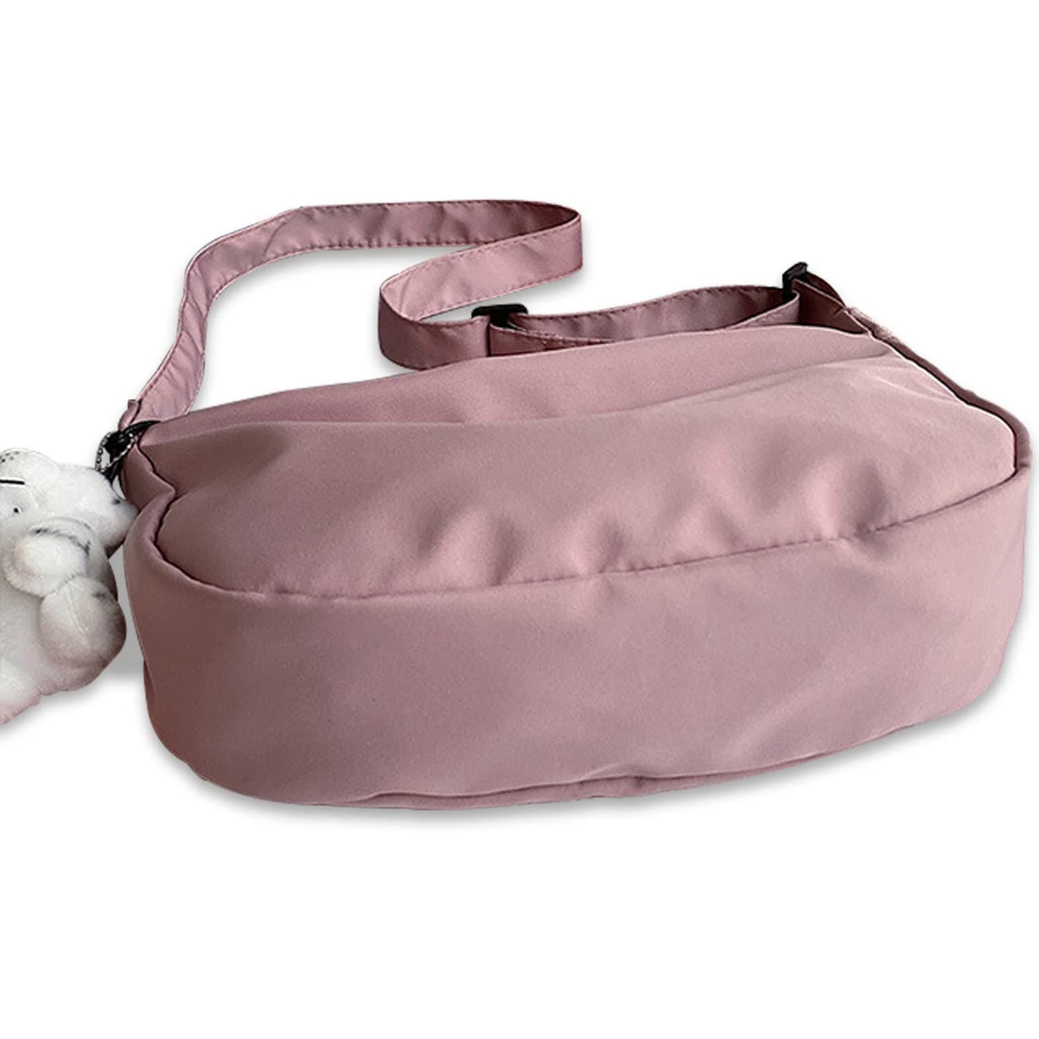 Bolso Cruzado Media Luna Nylon Impermeable Bandolera Ligera Cremallera Hobo Tote Fanny Pack Viaje Escuela Deporte Trabajo - Negro thumbnail 3