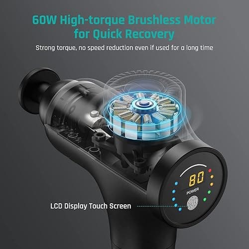Mebak 3 Massage Gun, Massage Gun Deep Tissue for Athletes, Professional Muscle Percussion Massager, Massager for Shoulder Leg Back Body Pain Relief, Quiet Portable Sport Tool, Gifts for Him thumbnail 6