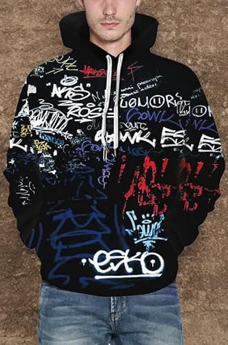 Chaos World Men's Novelty Hoodie Long Sleeves 3D Funny Graphic Print Sweatshirt Pullover thumbnail 5