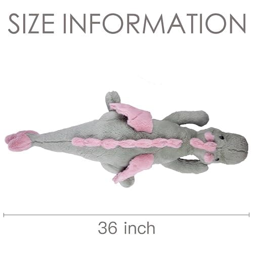 ARELUX Large 36in Cute Dragon Stuffed Animals Plush Toy Soft Matcha Green Pterosaur Plushie Giant Fuzzy Dinosaur Pillow Plushies with Pink Wings Cuddly for Friends Family Member thumbnail 3