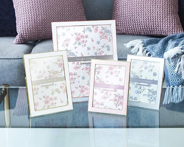 Laura Ashley 4x6 Pink Enamel Picture Frame, Gold Metal Edge with Easel, for Countertop, Counterspace, Tabletop Display, Bookshelf, Desk, Wall Décor, Photo Gallery thumbnail 2