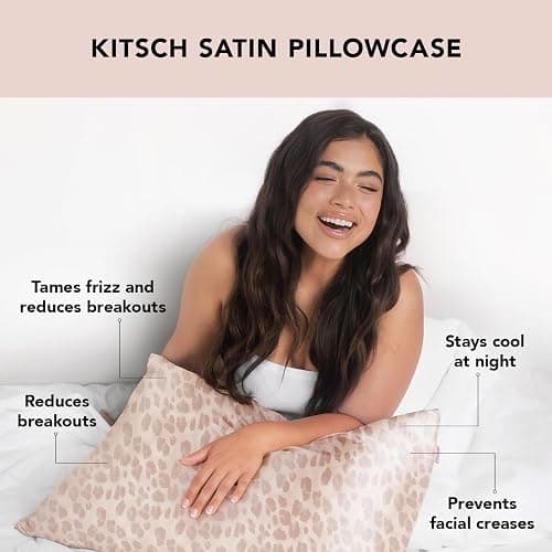 Kitsch Satin Pillowcase with Zipper for Hair & Skin, Softer Than Silk Pillow Cases Queen, Wrinkle-Free, Smooth and Cooling Satin Pillow Covers, Standard Size 19"x26", Leopard thumbnail 3