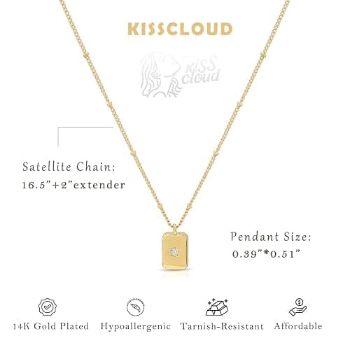 Gold Silver Necklace for Women 14K Gold Silver Plated Dainty Pendant Chain Necklaces Cubic Zirconia Clover Flower Spiral Sun Wishbone Angle Wings Pearl Drop North Star Charm Trendy Jewelry Gift thumbnail 5