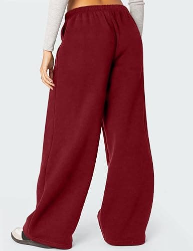 HeSaYep Women's Fleece Lined Sweatpants Winter Warm Wide Leg Sweat Pants Baggy Casual Pants with Pockets thumbnail 2