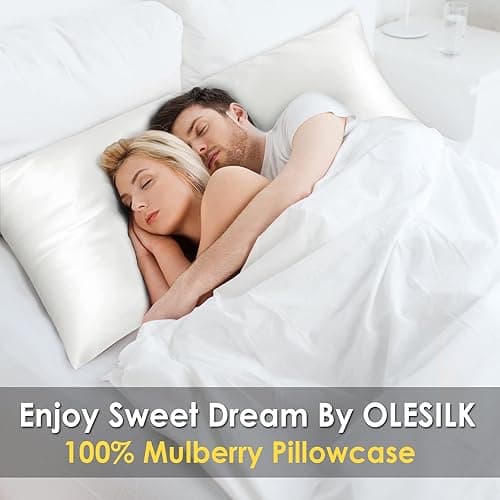 OLESILK Silk Body Pillowcase 20x54 Zippered: 100% Mulberry Silk for Hair and Skin, Breathable and Soft for Pregnant and Family, Ivory thumbnail 4