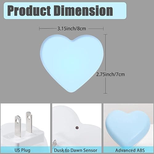 INZU Night Lights Plug into Wall, LED Night Light for Kids, Cute Nightlight with Auto Dusk to Dawn Sensor, LED Nightlight with Soft Warm Light for Bedroom, Nursery, Bathroom, Hallway (Blue) thumbnail 3