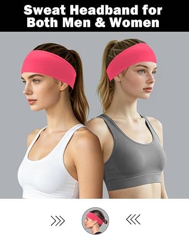 6 Pack Sport Headbands for Men & Women, Sweat Wicking Workout Sweatband, Bright Hairband for Running, Cycling, Football, Yoga thumbnail 3