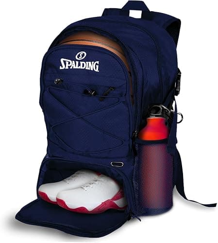 Spalding Basketball Backpack Sports Bag | Large Black Backpack with Shoe and Ball Compartment | Gifts for Basketball Players - Image 1