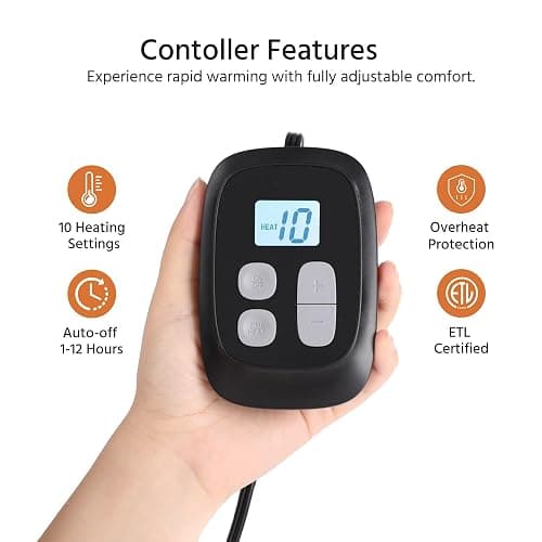 YUSTAL Electric Heated Blanket Full Size 72x84 Inch - Super Soft Flannel Warm Blanket with 10 Heat Settings, 1-12H Auto Shut Off Timer, Machine Washable (Pumpkin) thumbnail 5
