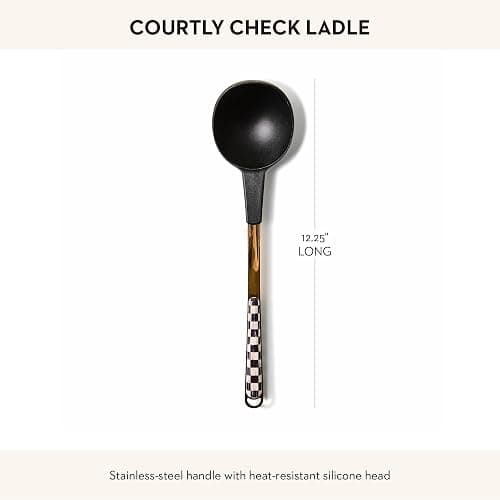 MACKENZIE-CHILDS Kitchen Ladle, Silicone Ladle Spoon for Cooking, Black-and-White Courtly Check thumbnail 2