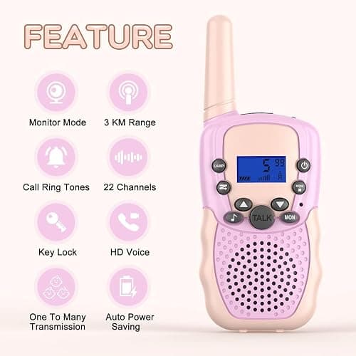 Toys for 3-12 Year Old Girls, Selieve 2 Pack Kids Walkie Talkies Rechargeable with 22 Channels, LED Flashlight and VOX Function, Birthday Gifts for 4 5 6 7 8 9 10 Year Old Girls thumbnail 2