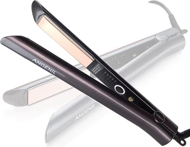 ANGENIL Professional Hair Straightener, 1 Inch Titanium Flat Iron with Negative Ion for Smooth, Portable Dual Voltage Curling Straightening Iron for All Hair Types, 5 Temp Adjustable, 30S Fast Heating thumbnail 8