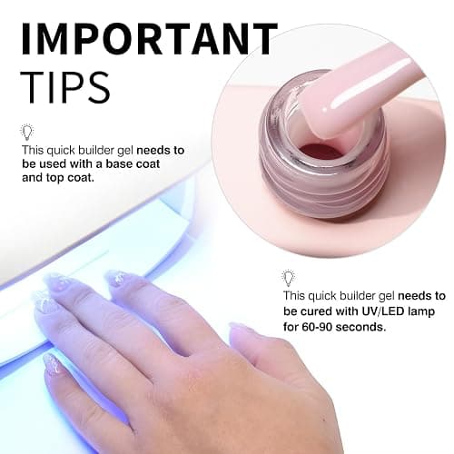 CANNI Quick Builder Nail Gel For Nails Set – 6 Colors 9ML Clear White Pink, Soak Off UV LED Nail Extensions & Strengthening, Self-Leveling Builder Gel for DIY Manicure & Salon Use Women thumbnail 6