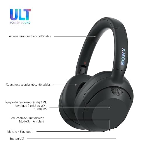 Sony ULT Wear - Casque sans Fil Bluetooth avec ULT Power Sound, Basses Profondes, réduction de Bruit, qualité d'appel Claire, jusqu'à 30 Heures d'autonomie de la Batterie, iOS et Android - Noir thumbnail 9