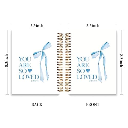 JXREQ Coquette Blue Bow Christian Bible Notebook Prayer Journal for Women, Cute School Supplies College Journaling Notebook, Bible Notebooks for Note Taking, Church Notes Journal, College Gifts for Girls, 5.5x8.3 thumbnail 2