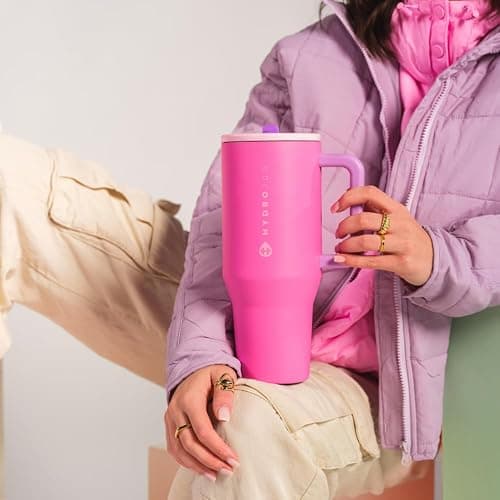 HydroJug Traveler - 32 oz Water Bottle with Handle & Flip Straw - Fits in Cup Holder, Leak Resistant Tumbler-Reusable Insulated Stainless Steel & Rubber Base - Gifts for Women & Men, Camo thumbnail 6