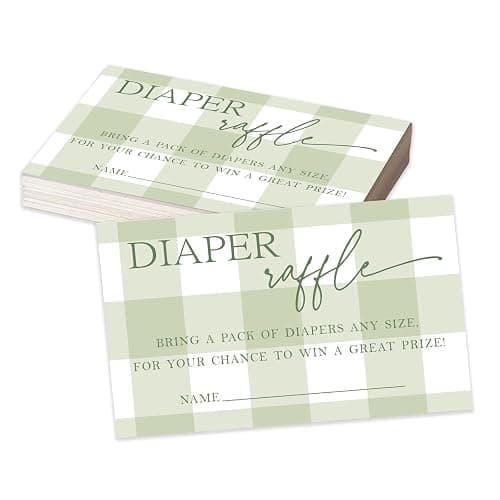 Baby Shower Raffle Tickets 50pcs, 3.5 x 2.1 Light Green Diapers Tickets, Diaper Raffle Tickets, Gender Reveal Game, Diaper Raffle Invitation Cards for Boys Girls, Baby Shower Game Supplies - A14 - Image 1