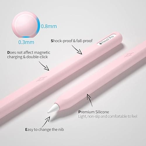 Ultra Thin Protective Pencil Cover for Apple Pencil Pro &Apple Pencil 2nd Gen Silicone Case Sleeve Compatible with Apple Pencil Pro (Pink) thumbnail 3