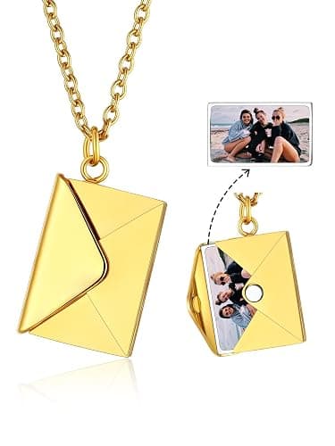 FindChic Locket Necklace for Women, Silver/Black/Rose Gold/Gold Plated Personalized Memorial Gifts, Custom Photo Jewelry for Loved Ones, Birthday Valentine's Day Keepsake, Versatile Styles Available - Image 1