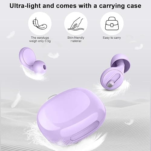 Bouchons d’oreille, Ajustables bouchons d'oreilles anti bruit avec 2 Modes, Réduction du bruit de 17 à 35 dB (SNR) pour le sommeil, la concentration et les travail, 7 Tailles, Réutilisables, Violet thumbnail 4