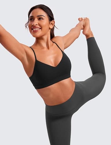 CRZ YOGA Butterluxe V-Neck Sports Bras for Women - Adjustable Thin Straps Padded Yoga Top Basic Wireless Camisole thumbnail 3