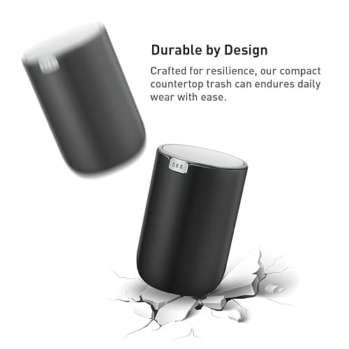EKO Fandy 0.4 Gal/1.5L Mini Tabletop Trash Bin with Swing-Lid, Desktop Trash Can for Bathroom Countertop, Vanity, Coffee or Office, Small Garbage Bin (Black) thumbnail 6