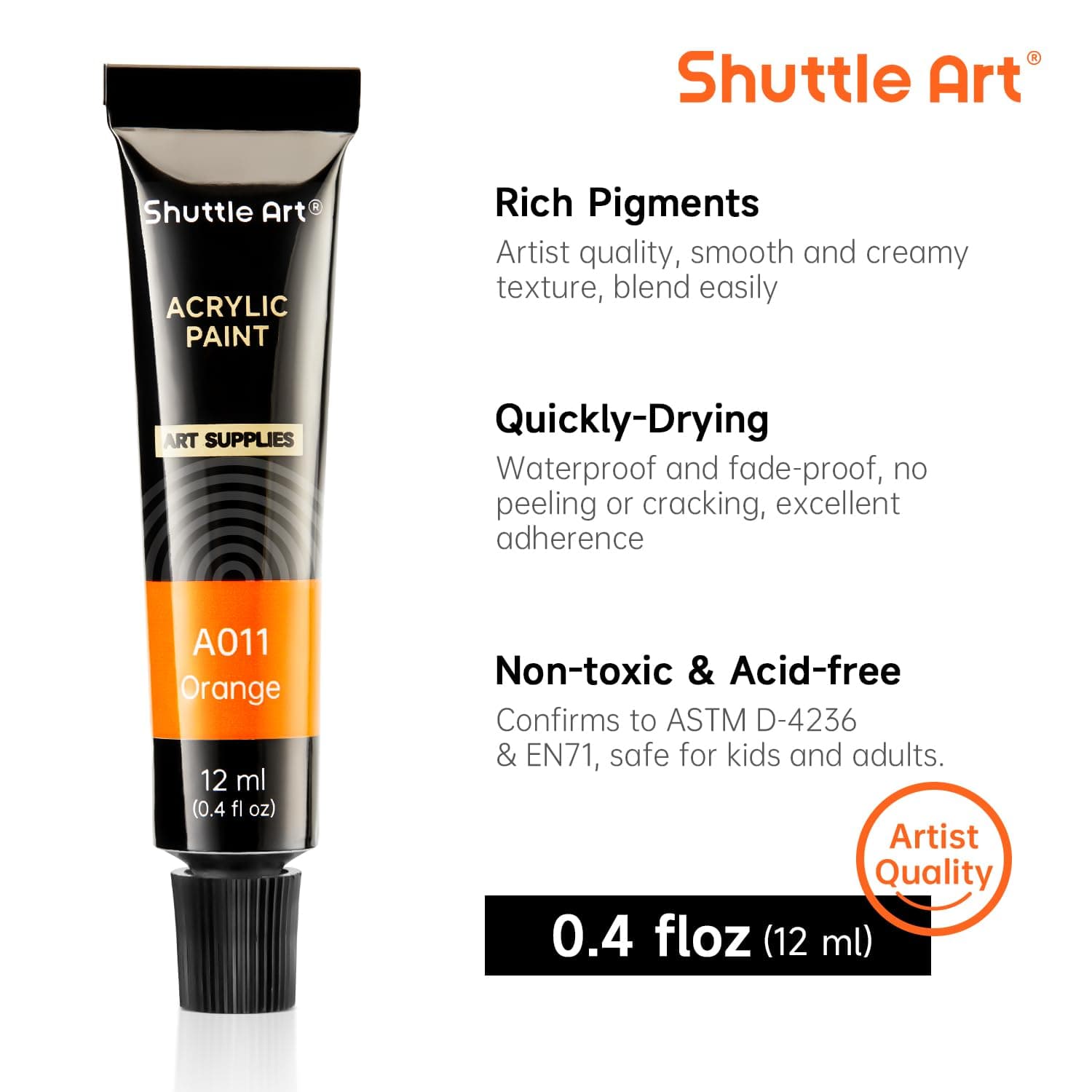 Shuttle Art Acrylic Paint Set, 30 x12ml Tubes Artist Quality Non Toxic Colours Acrylic Paint, Great For Kids Adults Professional Painting on Canvas Wood Clay Fabric Ceramic Crafts thumbnail 3